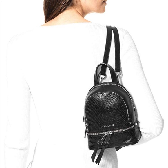 Michael Kors Handbags - Michael Kors Rhea Mini Python Leather Backpack